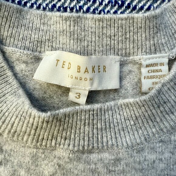 Ted Baker London Gray Wool-Blend Sweater With Intricate Embroidered Paisley Desi - Picture 6 of 6